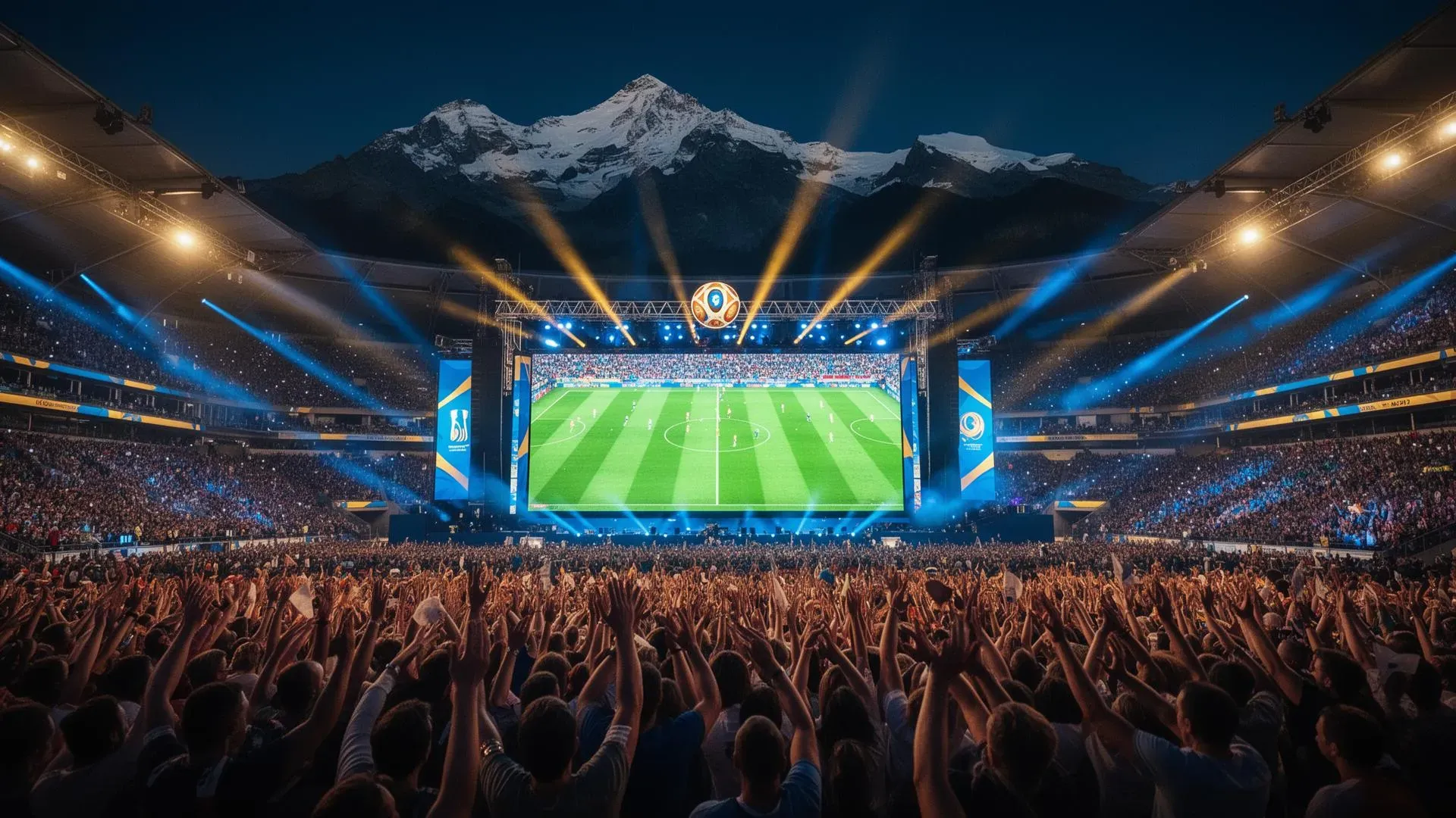 Fan zone sportive avec écran géant extérieur